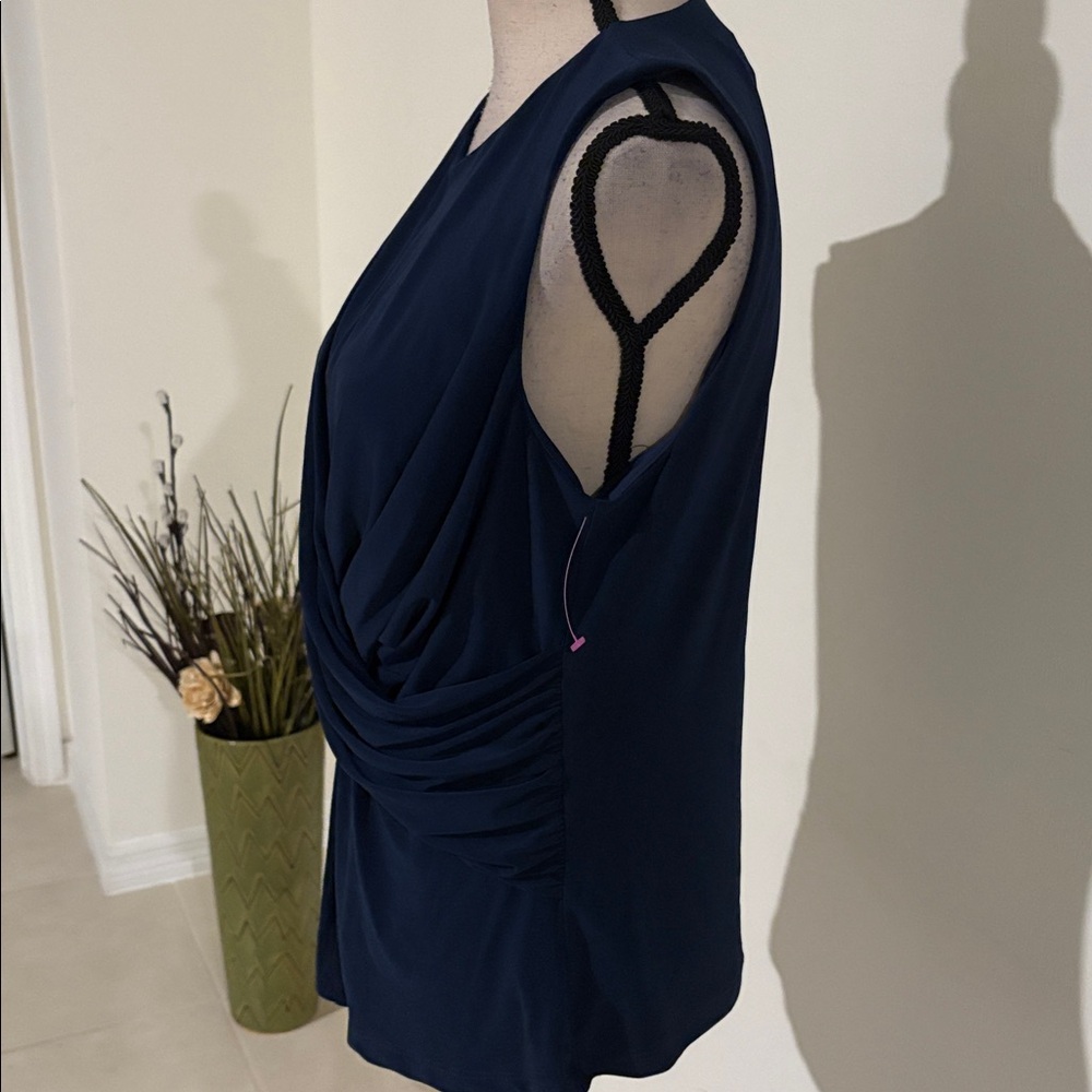 DKNY navy blue crossover shirt sz large 528 - Picture 4 of 7